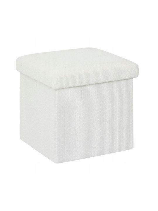 Living Room Stool With Storage Space Upholstered With Fabric Modul White 31x31x31cm