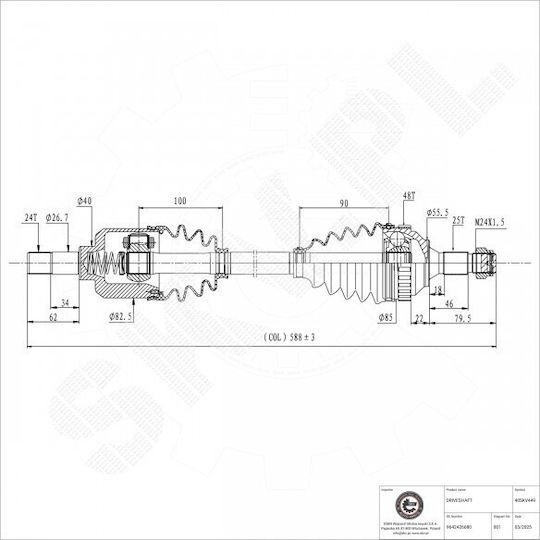 Jumătate De Axă De Transmisie Citroen Berlingo Xsara Peugeot Partener Față Stânga 9642426680