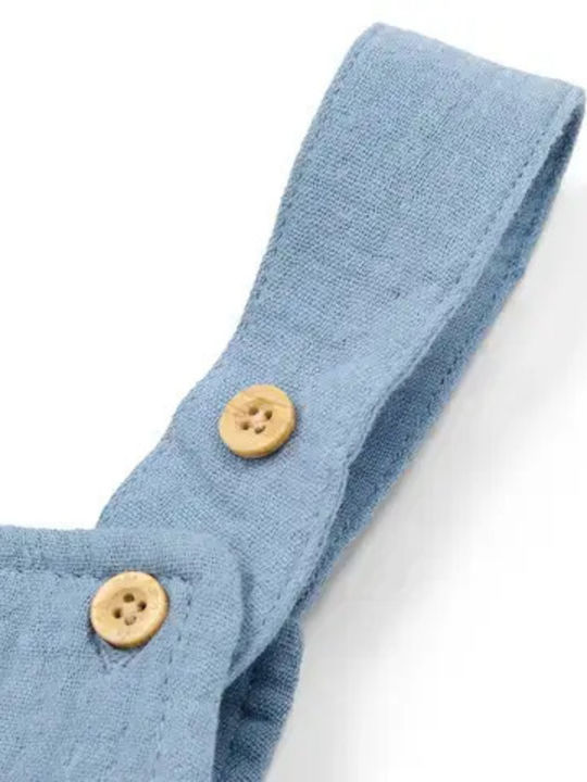 Kids Fabric Dungarees Stone Blue
