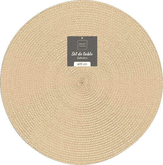 Zebulon Round Plastic Beige Placemat 35cm