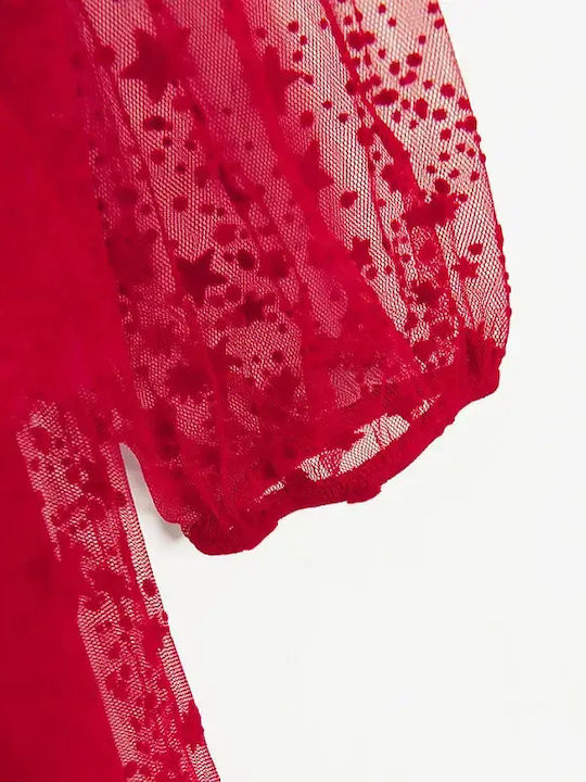 Mädchenkleid Langärmelig Tüll Rot