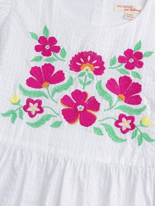 Mädchenkleid Blumen Weiß