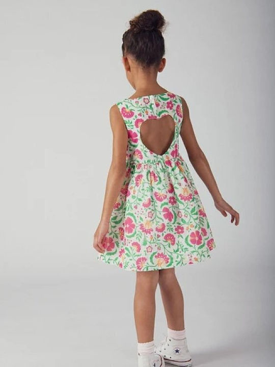 Girls Dress Sleeveless Floral White