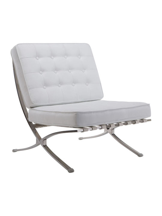 Barcelona Armchair from Leatherette White 75x83x84cm