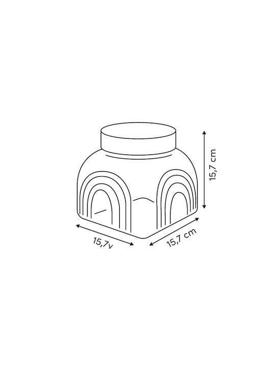 5Five F-v Arche Glass Transparent Sugar Pasta Jar with Airtight Lid 2400ml 1 Piece