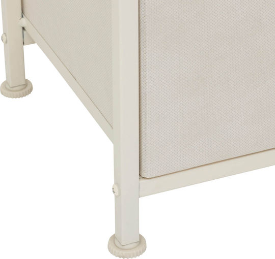 Bedside Table F-v Tissa With Beige Fabric Upholstery 45x30x51cm