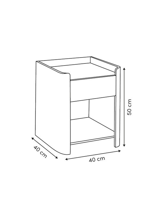 Κομοδίνο F-v Roundy Ξύλινο Μπεζ 40x40x50cm
