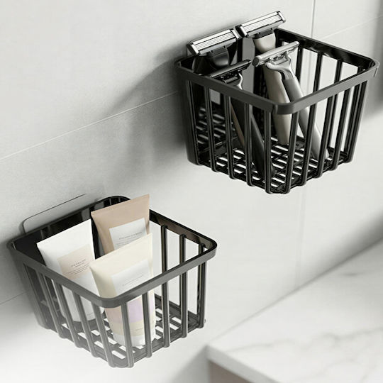 Femmit Adhesive Toothbrush Holder & Bathroom Organizer 2 Pieces – No Drilling Multifunctional Wall Organizer Oral-b Combs Razors & Kitchen – Black Abs Plastic
