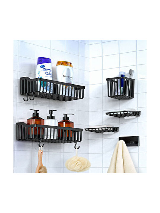 Femmit Adhesive Toothbrush Holder & Bathroom Organizer 2 Pieces – No Drilling Multifunctional Wall Organizer Oral-b Combs Razors & Kitchen – Black Abs Plastic