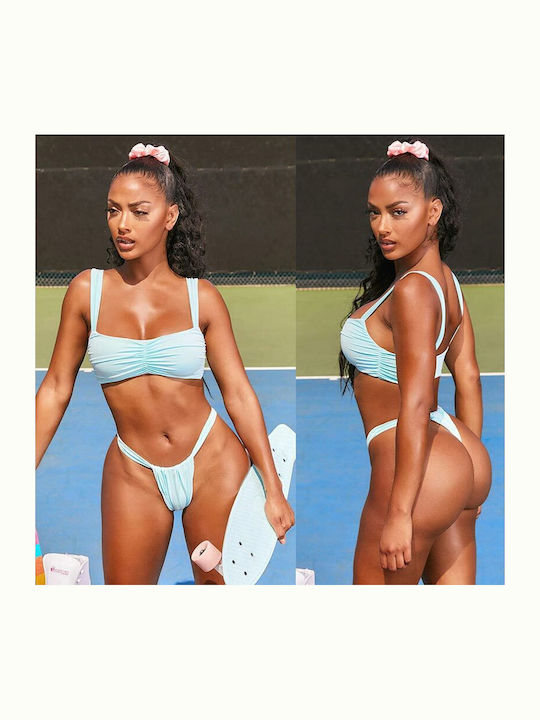 Bikini Set Sports Bra & Slip Bottom light blue color