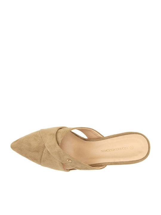 Suede Mules with Heel in Brown Colour