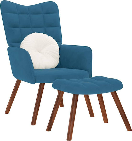Μπερζέρα με Υποπόδιο 61.5x69x95.5cm Μπλε