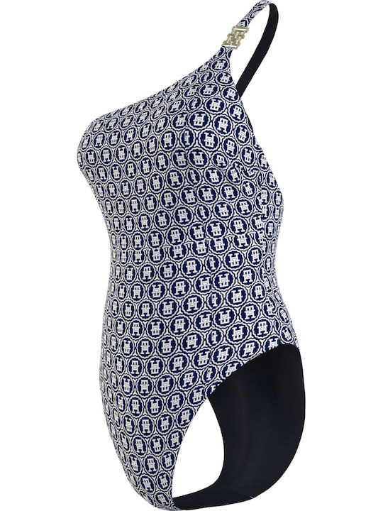 One Piece Swimsuit with One Shoulder Seal Geo Desert Sky