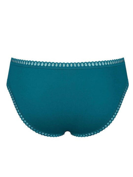 Βαμβακερά Γυναικεία Slip 3Pack με Δαντέλα Πετρόλ/γκρι/εμπριμέ