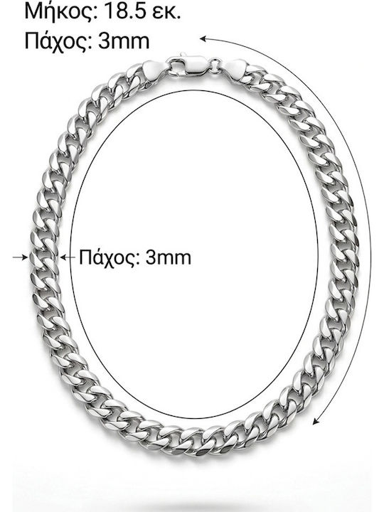 Sharks Bay Clothing Lanț de Mână din Oțel Subțire cu Grosimea de 3mm și Lungimea de 18.5cm