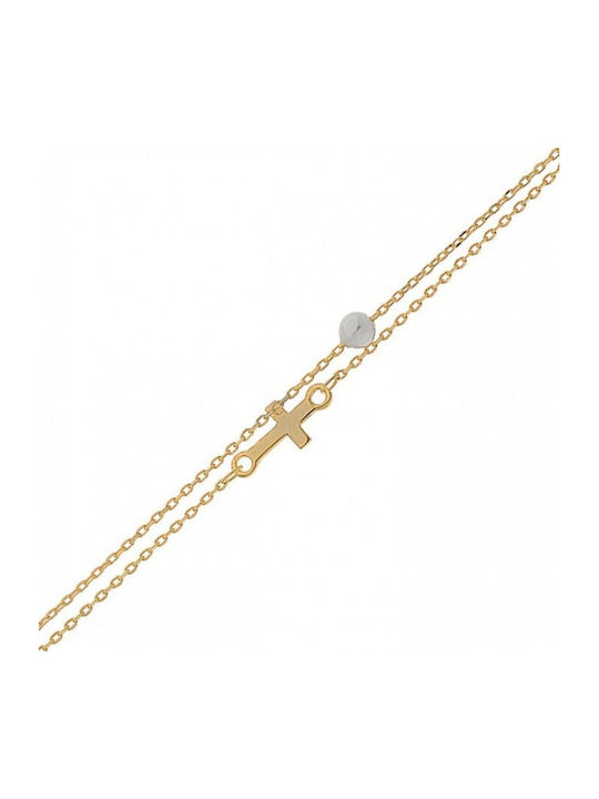 Prince Silvero Women's Silver Gold Plated Bracelet with Cross Design 15cm