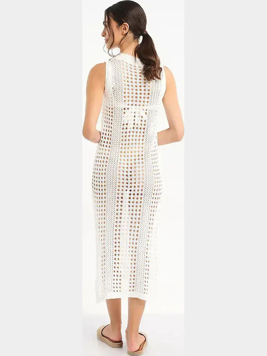 Ble Resort Collection Дамска Дълга Рокля За Плаж Бяла