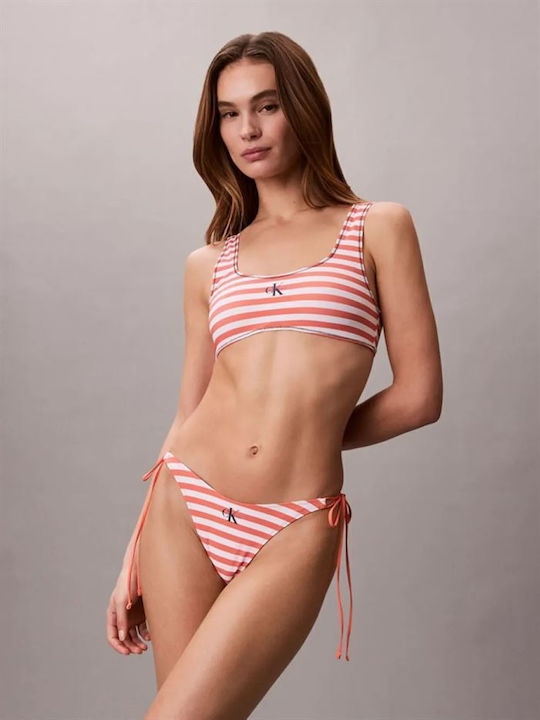 Bikinihosen mit Schnürung Cent Streifen & Eichel Orange