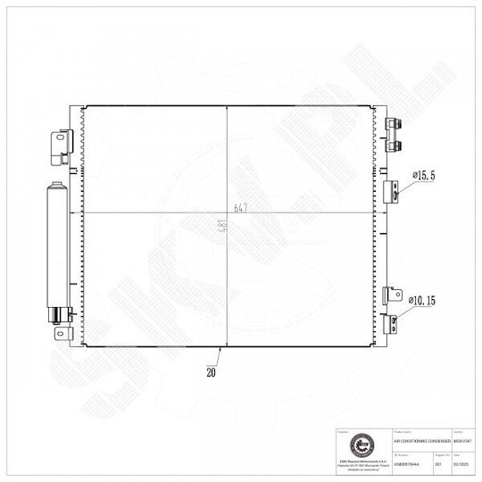 Air Conditioning Condenser for Chrysler 300c Lancia Thema K68085784aa