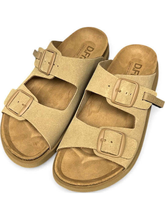 Dfsh407001sandvibe Leather Men's Sandals in Beige Colour