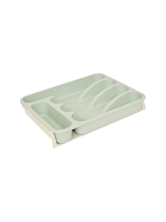 5Five Opening Plastic Drawer Cutlery Tray 48.5x34x6cm Green