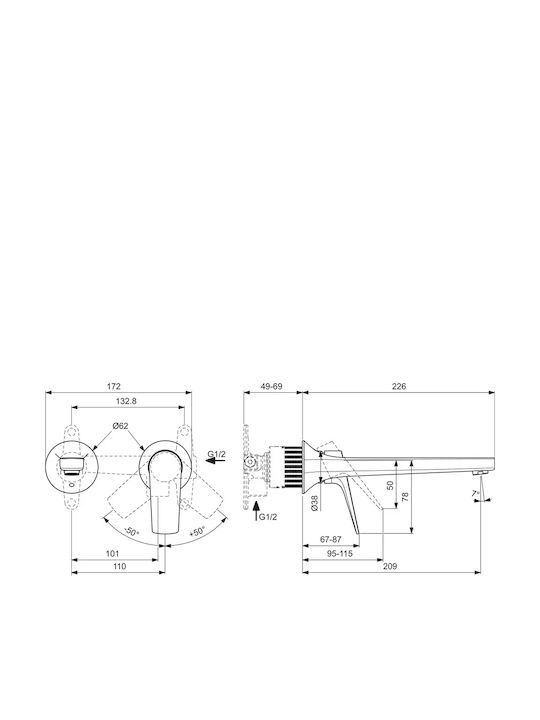 Ideal Standard La Dolce Vita Gray Mixing Sink Faucet