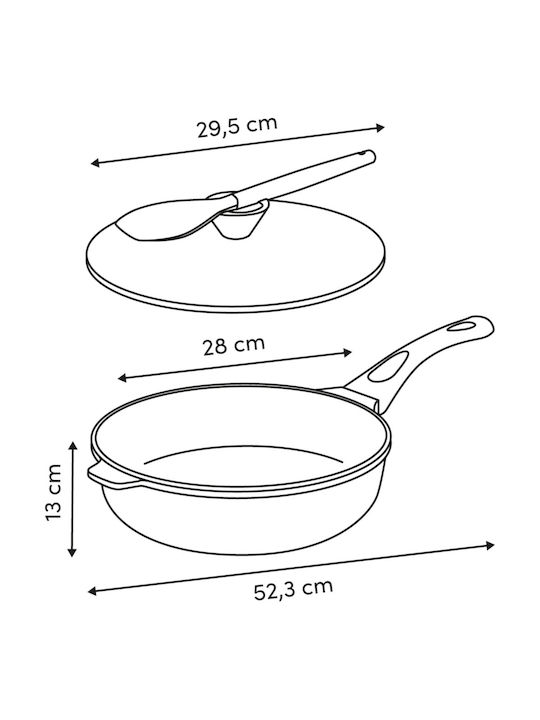 5Five F-v Aluro Saute Pan Made of Cast Aluminum with Lid with Non-Stick Coating 28cm