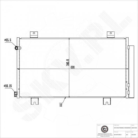 Συμπυκνωτής Κλιματισμού Honda Civic X Αφυγραντήρα 80100tgng01