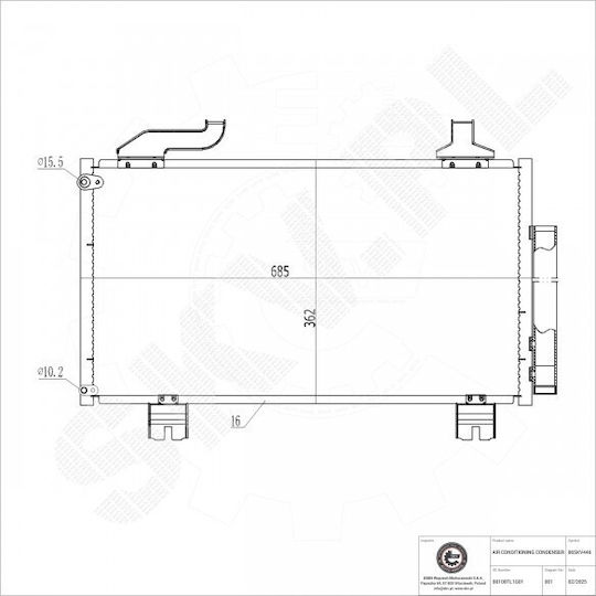 Συμπυκνωτής Κλιματισμού Honda Accord Viii Αφυγραντήρα 80100tl1g01