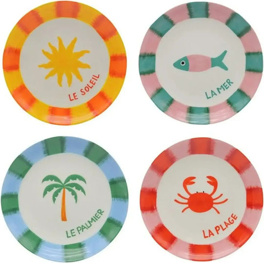 Que Rico Diego Desert Serving Plate Ceramic Pink with Diameter 18cm