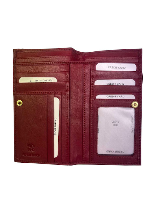 Δερμάτινο Γυναικείο Πορτοφόλι με RFID Κόκκινο