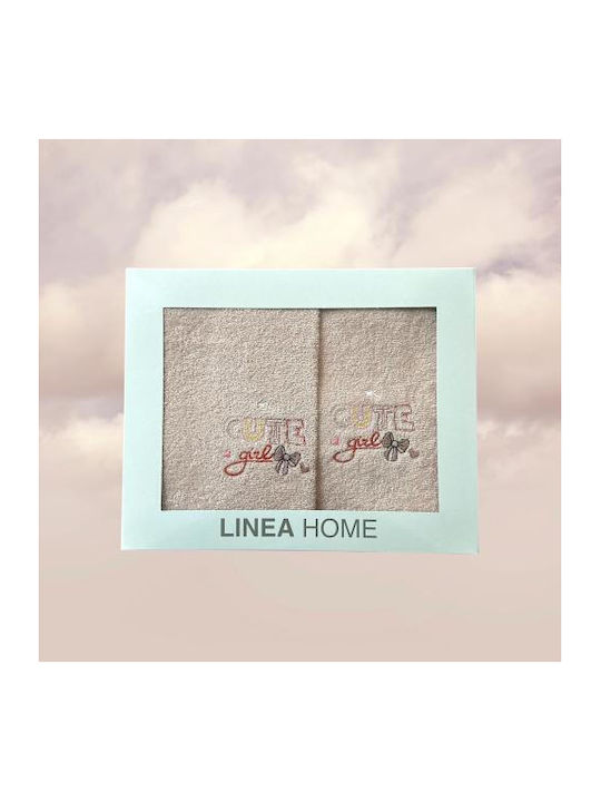 Linea Home Σετ Βρεφικές Πετσέτες 2τμχ Cute Girl Ροζ