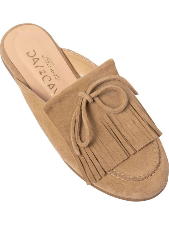 Leather Women's Moccasins in Beige Colour