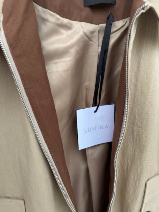 Damen Bomber Jacke Beige