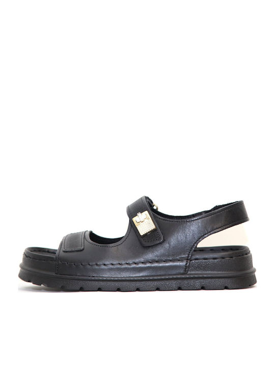 Deri Damen Anatomisch Schwarz Sandalen