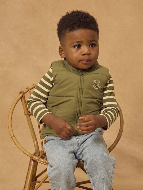 Kids Quilted Sleeveless Jacket with Lining Green