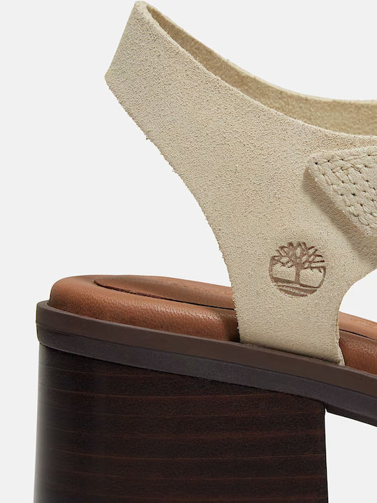 Damen Sandalen Aus Leder Beige