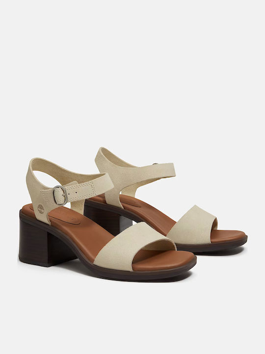Damen Sandalen Aus Leder Beige