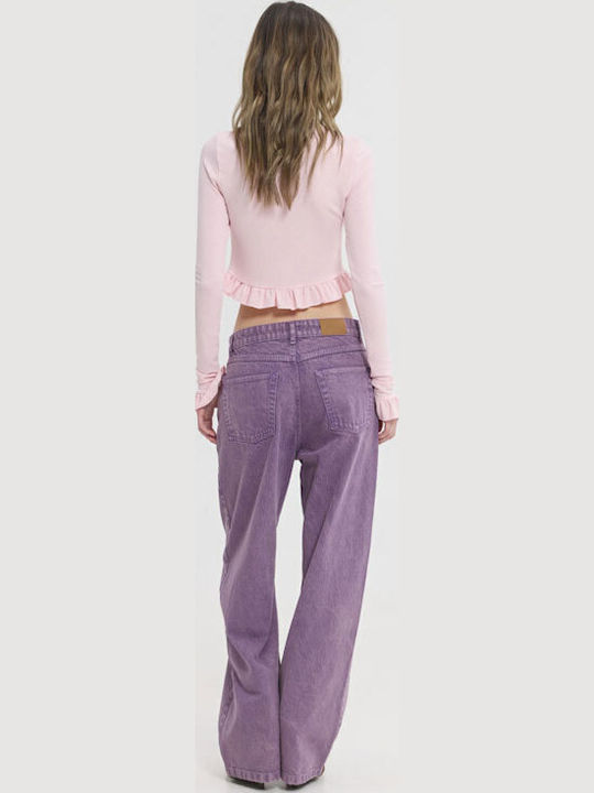 Low Rise Women's Jean Pants in Loose Fit White