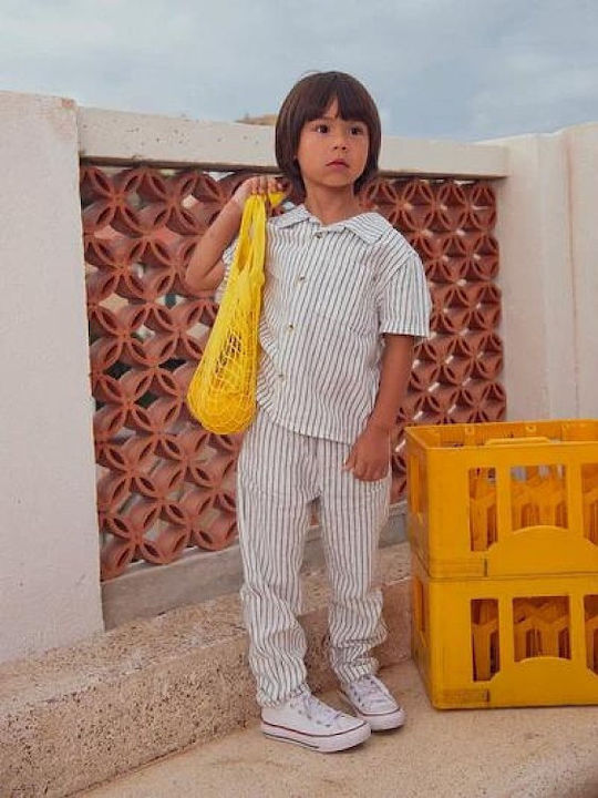Kids Striped Short-Sleeved White Shirt