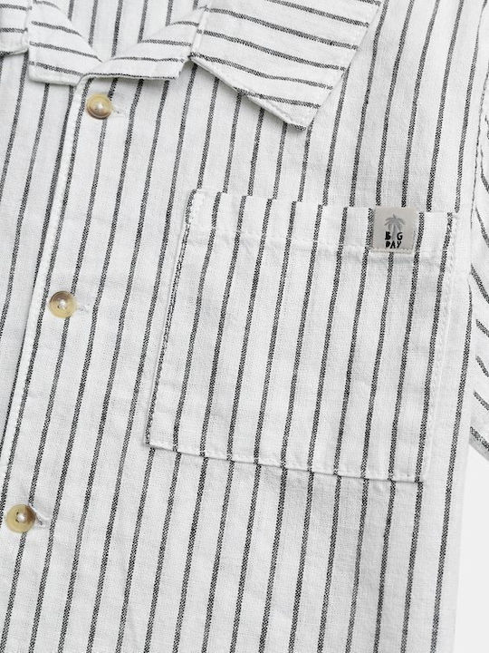 Kids Striped Short-Sleeved White Shirt
