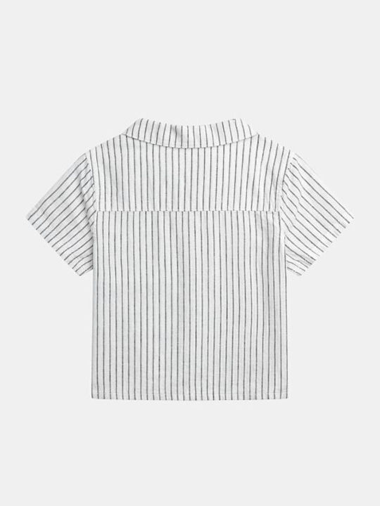 Kids Striped Short-Sleeved White Shirt