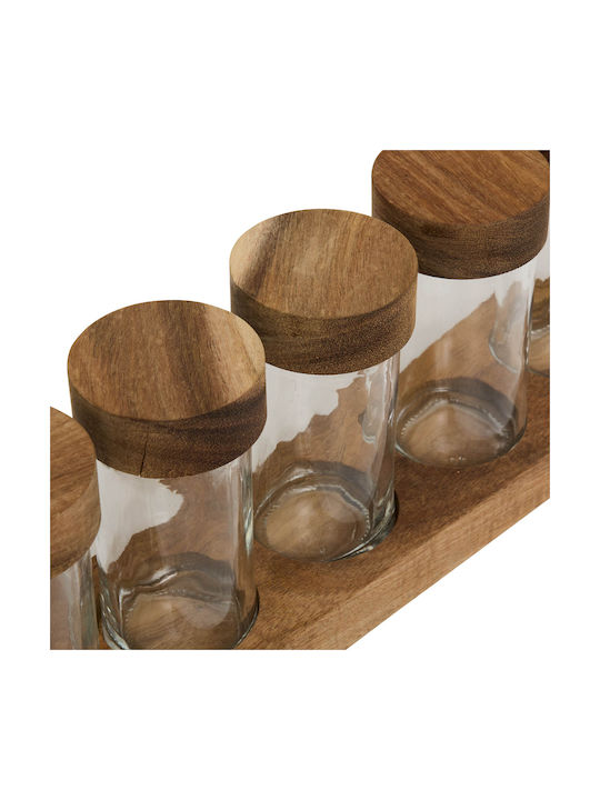5Five Glass Spice Jars on Transparent Base 6 Pieces