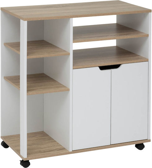 5Five Τρόλεϊ Κουζίνας Ξύλινο 6 Θέσεων Λευκό 76x39.5x85cm