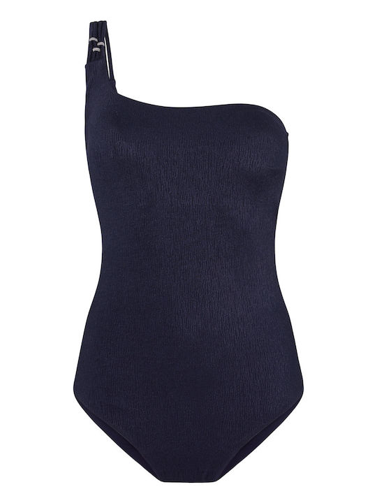 One Piece Swimsuit with One Shoulder Navy Blue