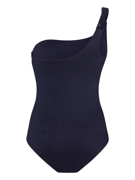 One Piece Swimsuit with One Shoulder Navy Blue
