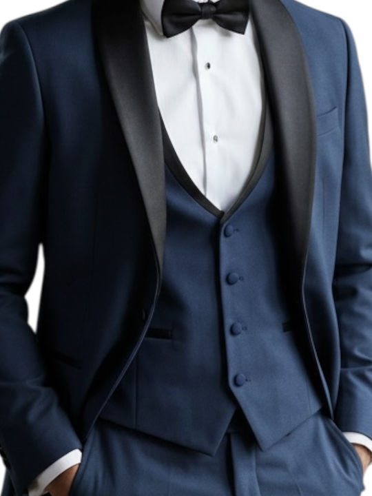 Men's Groom's Suit with Vest Blue