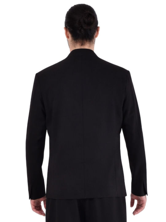 Summer Men's Suit Jacket with Regular Fit Black