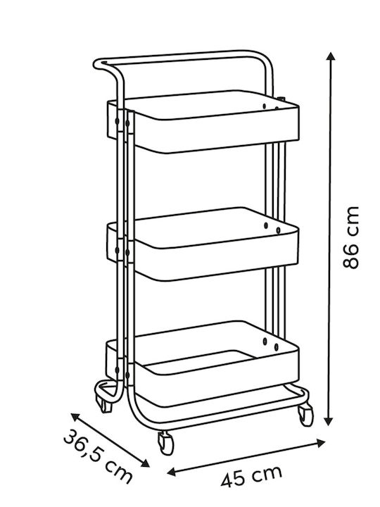 5Five Metallic Kitchen Trolley 3 Tiers Brown 45x36.5x86cm