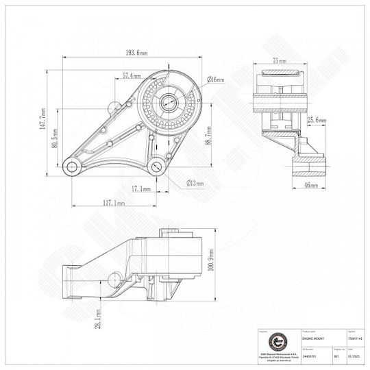 Vordere Motorhalterung Opel Astra H 24459781